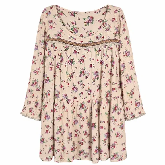Uncle Frank x Anthropologie Floral Boho Mini Dress Bell Sleeves S Style 34024 - Picture 3 of 8